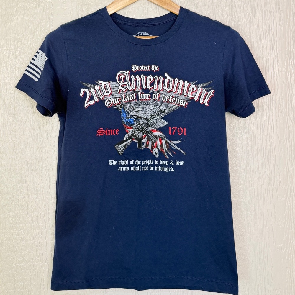 7.62 Design Mens 2nd Amendment Graphic T-Shirt Navy Blue Small Military Eagle